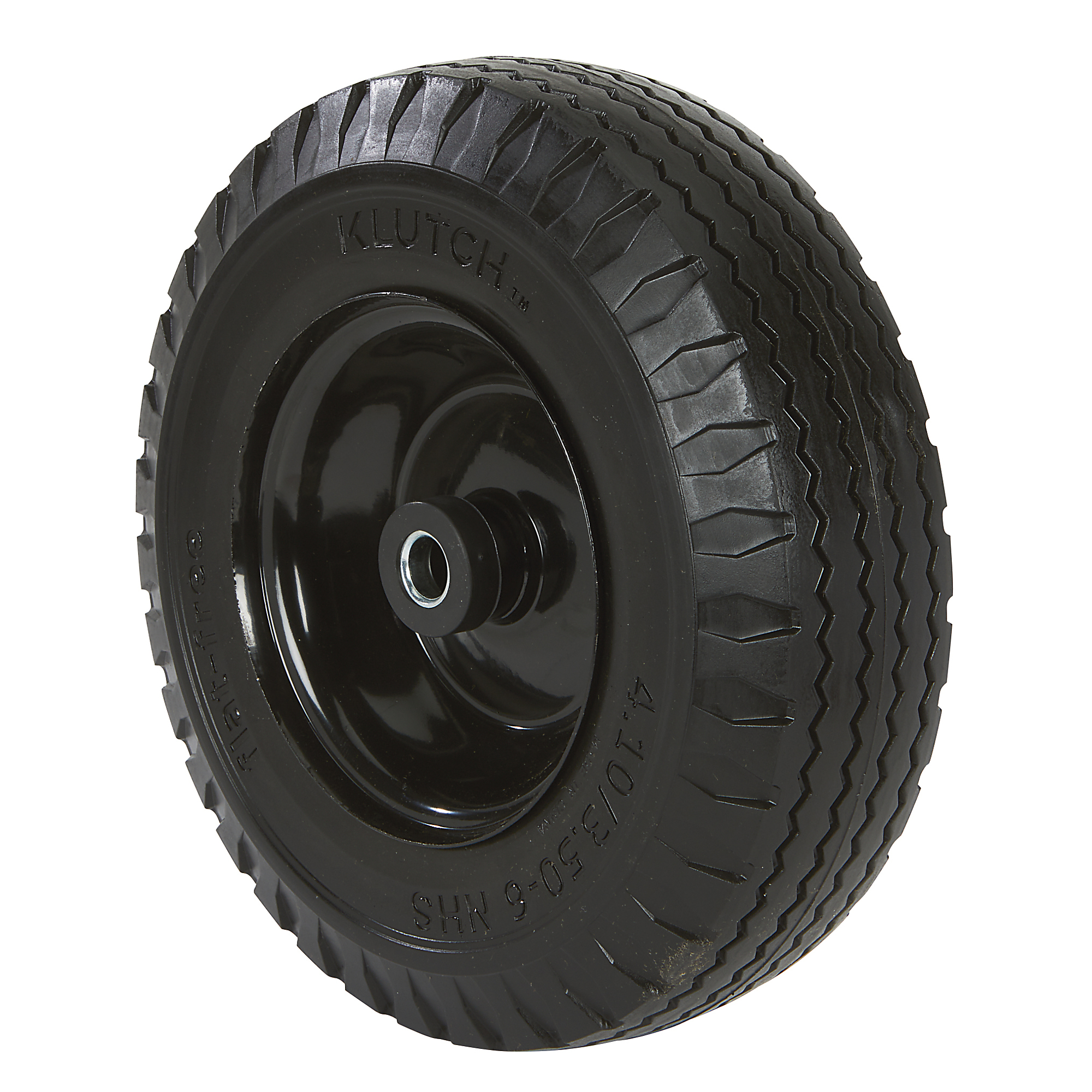 Klutch Flat-Free Utility Tire Assembly, 4.10/3.50-6, Sawtooth Tread